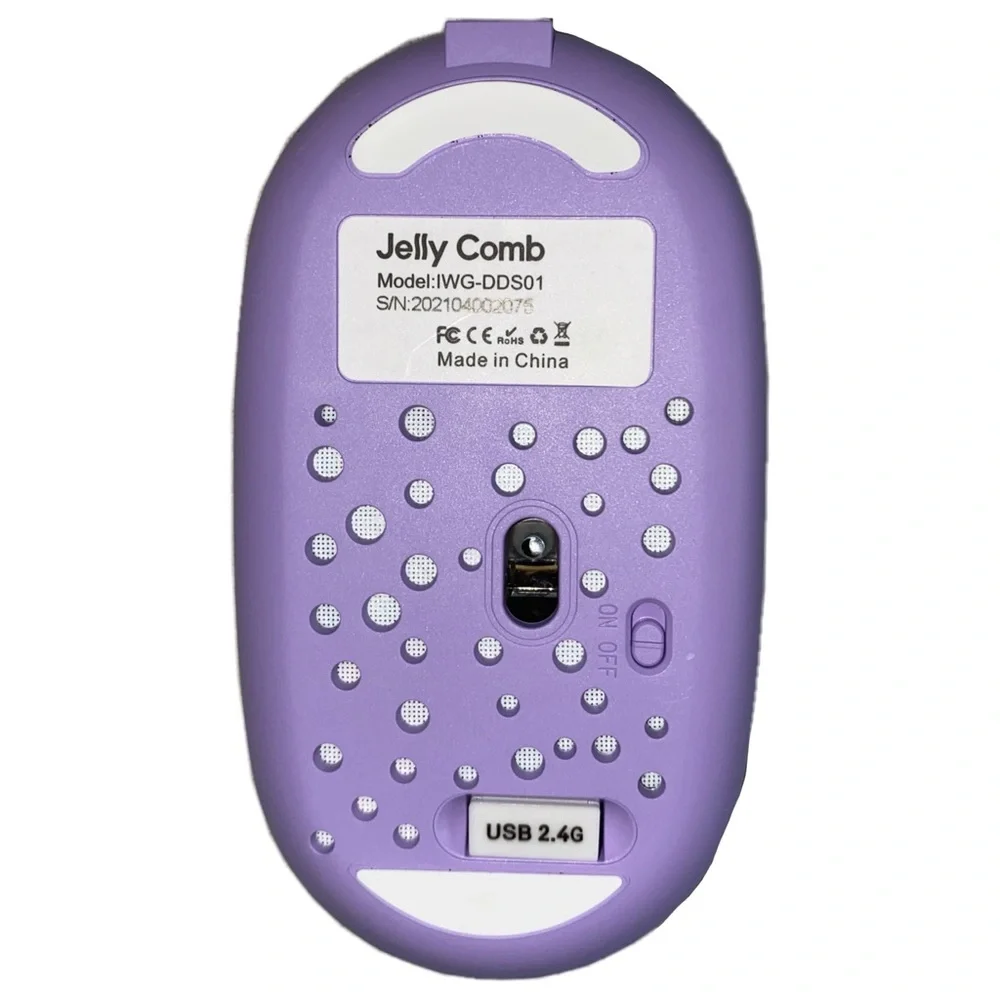 Jelly Comb Model IWG-DDS01 Backlit Wireless Right-Handed Mouse, Purple